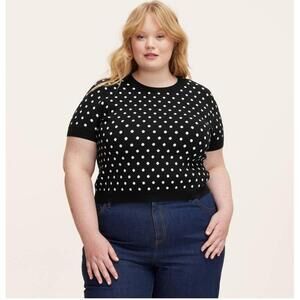 Kate Spade Target 1X Mini Polka Dot Short Sleeve Crewneck Sweater 1XL Plus Large